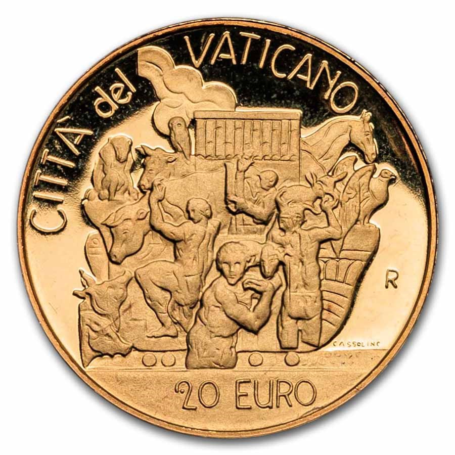 2002 Vatican City Proof Gold 20 Euros Pope John Paul II Noah's Ar